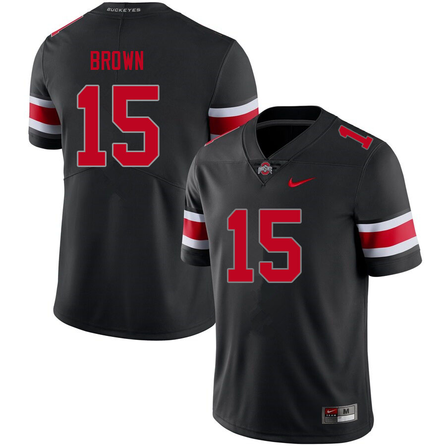 Men #15 Devin Brown Ohio State Buckeyes College Football Jerseys Sale-Blackout